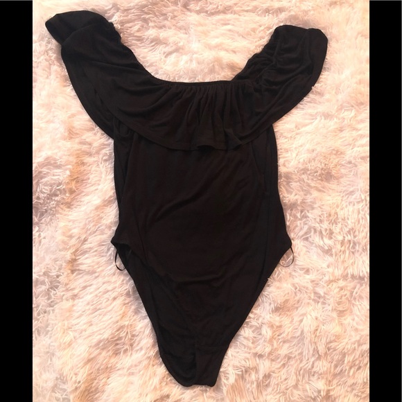 Out From Under | Black Off The Shoulder Bodysuit - Picture 3 of 6